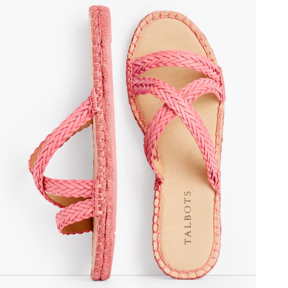 NWOT Sz 9 Talbots Illysa Pink Braided Espadrilles Sandals